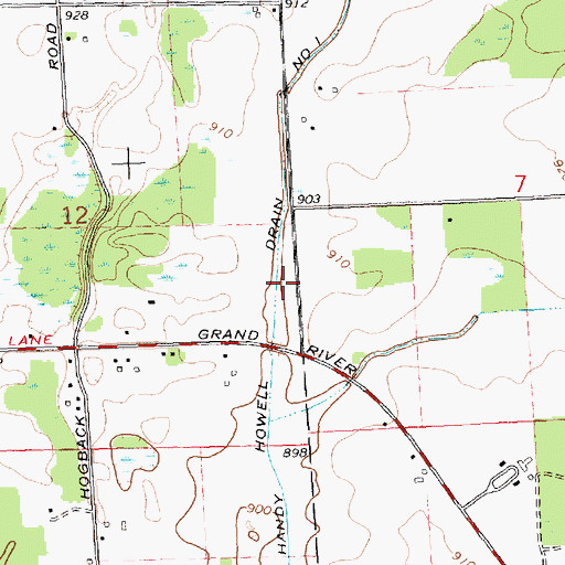 Topographic Map of Handy Howell Drain Number 1, MI