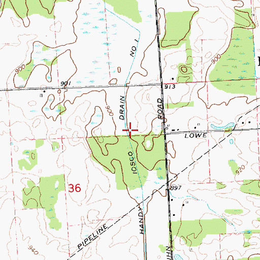 Topographic Map of Handy Iosco Drain Number 1, MI