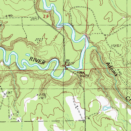 Topographic Map of Harvey Bridge, MI
