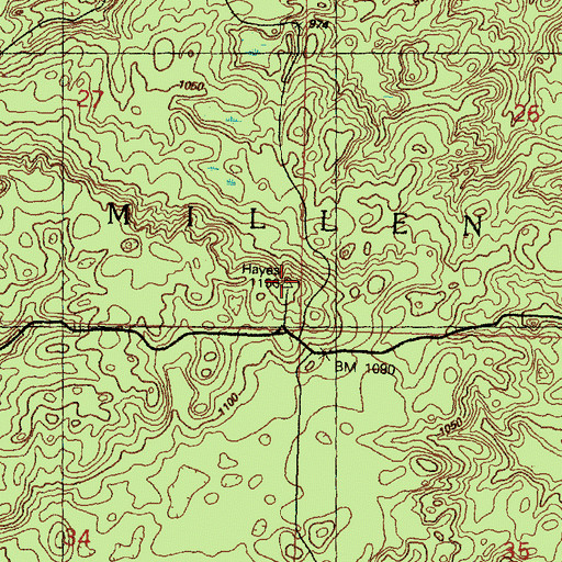 Topographic Map of Hayes Lookout Tower, MI