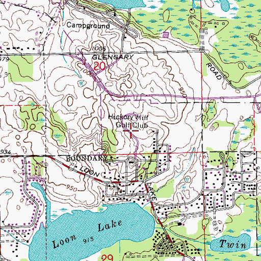 Topographic Map of Hickory Hill Golf Club, MI
