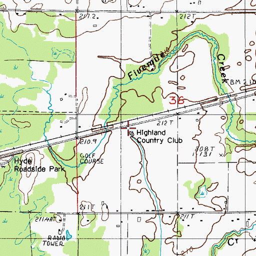 Topographic Map of Highland Country Club, MI