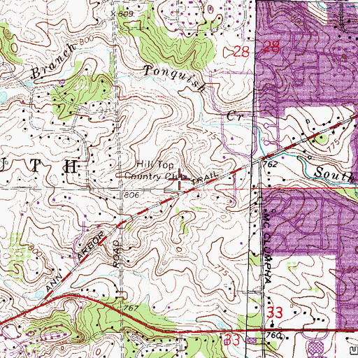 Topographic Map of Hill Top Country Club, MI