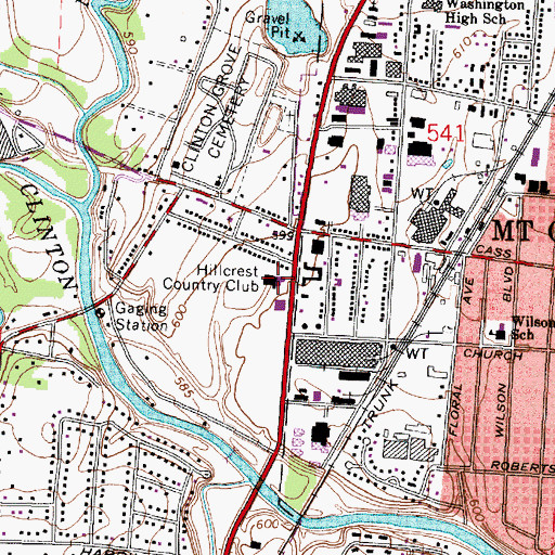 Topographic Map of Hillcrest Country Club, MI