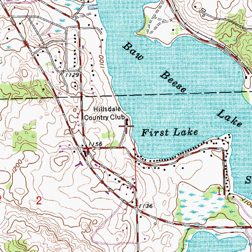 Topographic Map of Hillsdale Country Club, MI