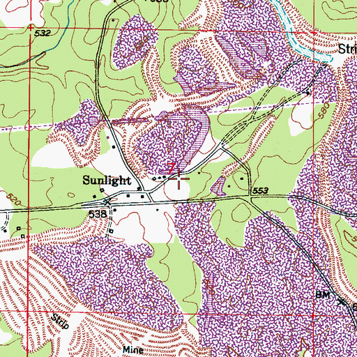 Topographic Map of Sunlight Baptist Church, AL