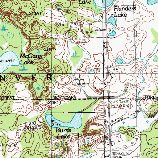 Topographic Map of Huber Oil Field, MI
