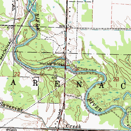 Topographic Map of Huckle Bridge, MI