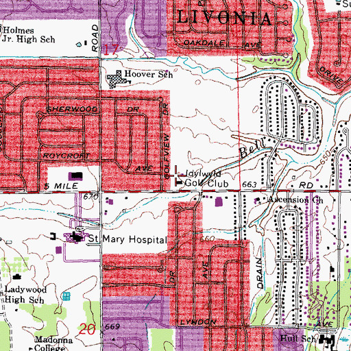 Topographic Map of Idylwyld Golf Club, MI