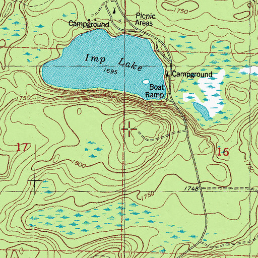 Topographic Map of Imp Lake Lookout Tower, MI