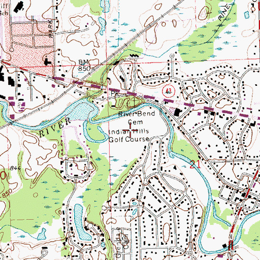 Topographic Map of Indian Hills Golf Course, MI