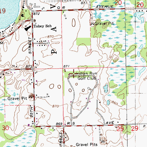 Topographic Map of Indian Run Golf Club, MI