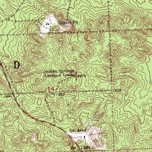 Topographic Map of Indian Springs Lookout Tower, MI