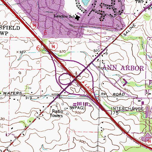 Topographic Map of Interchange 175, MI
