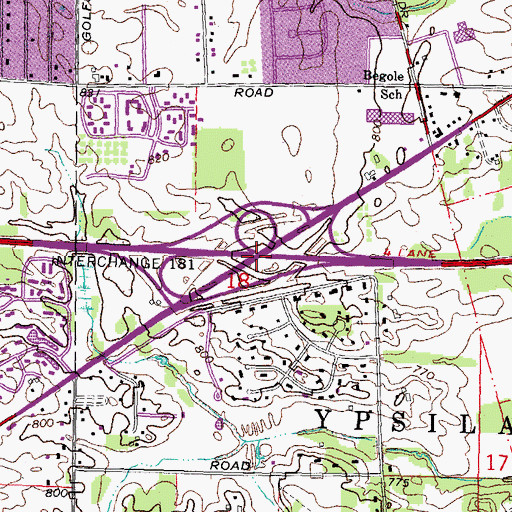 Topographic Map of Interchange 181, MI