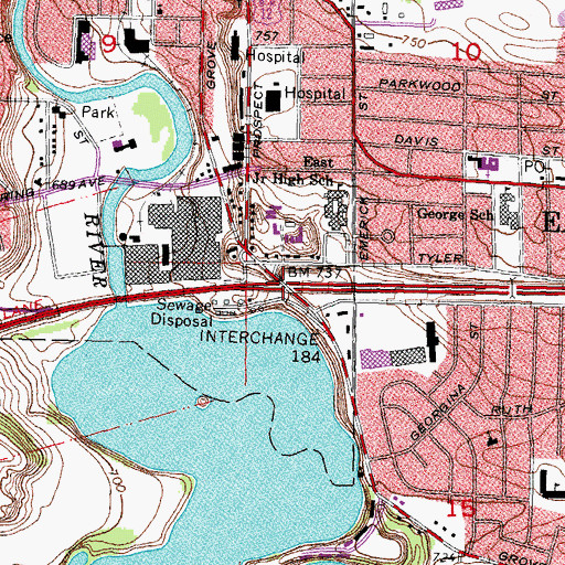 Topographic Map of Interchange 184, MI