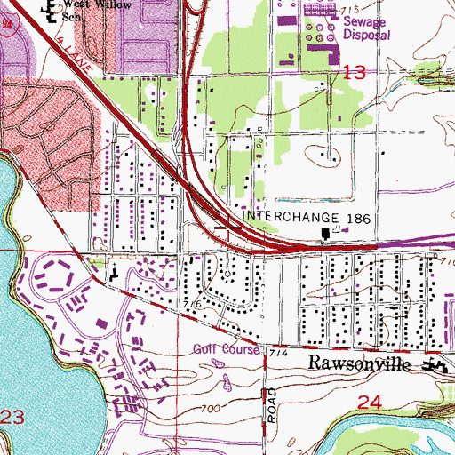 Topographic Map of Interchange 186, MI