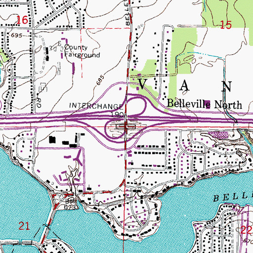 Topographic Map of Interchange 190, MI