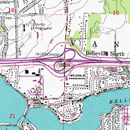 Topographic Map of Interchange 190, MI