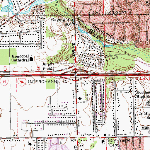 Topographic Map of Interchange 75, MI
