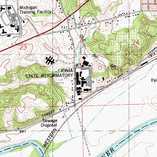Topographic Map of Ionia State Reformatory, MI