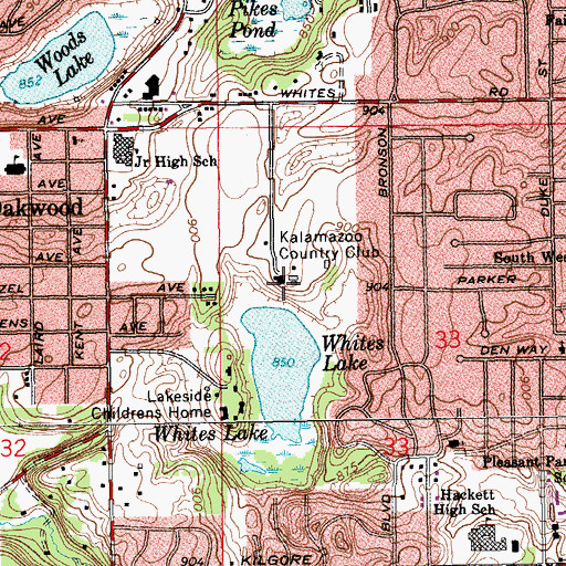 Topographic Map of Kalamazoo Country Club, MI