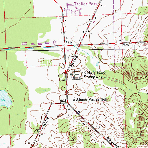 Topographic Map of Kalamazoo Speedway, MI