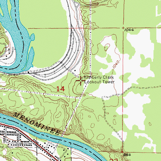 Topographic Map of Kimberly Clark Lookout Tower, MI