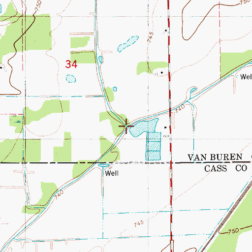 Topographic Map of Lake of the Woods Drain, MI