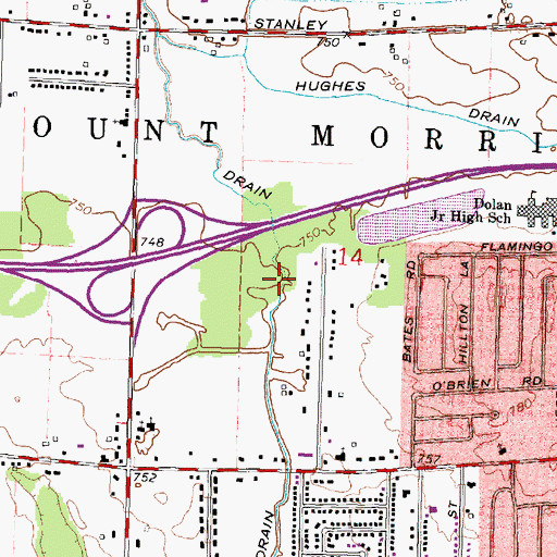 Topographic Map of Lake Drain, MI