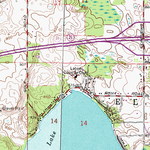 Topographic Map of Lapeer Country Club, MI