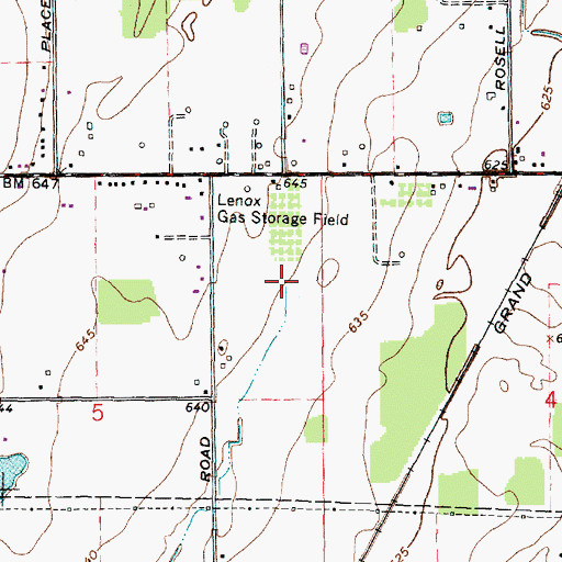 Topographic Map of Lenox Gas Storage Field, MI