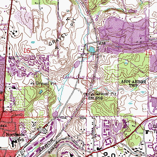 Topographic Map of Leslie Golf Course, MI