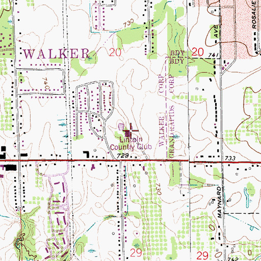 Topographic Map of Lincoln Country Club, MI