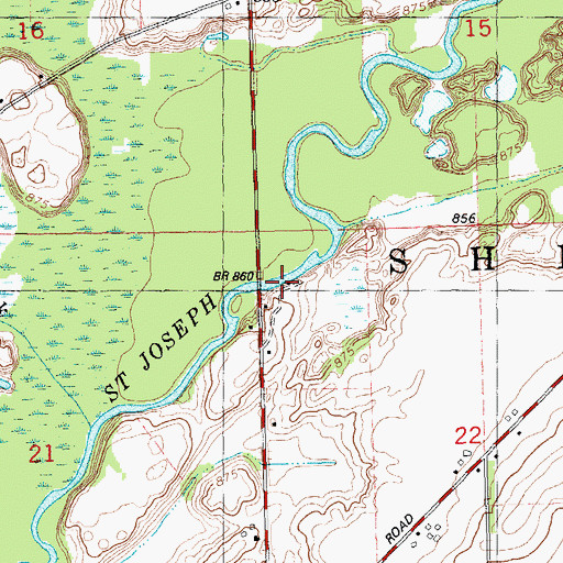 Topographic Map of Little Bridge, MI