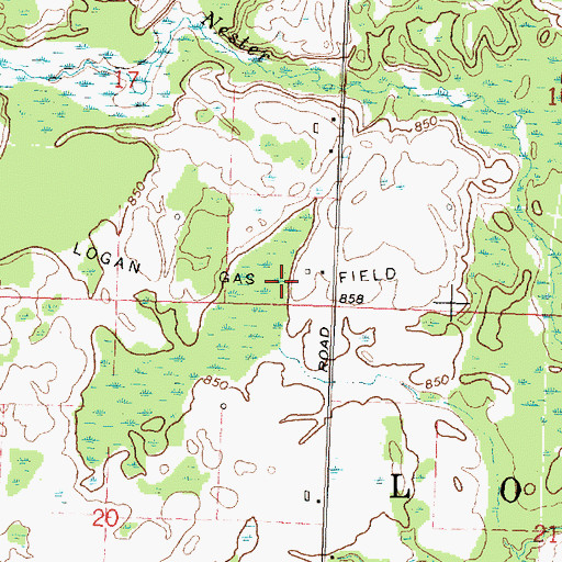 Topographic Map of Logan Gas Field, MI
