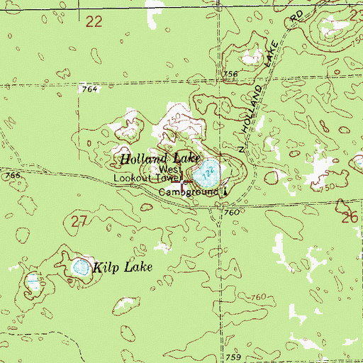 Topographic Map of Lookout Tower Campground, MI