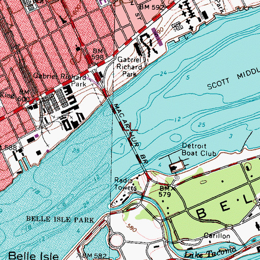 Topographic Map of MacArthur Bridge, MI