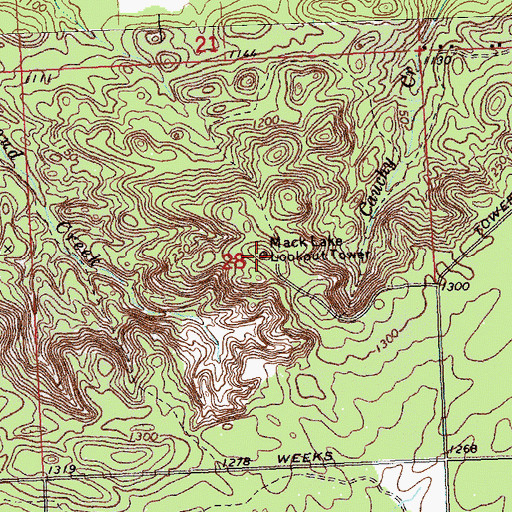 Topographic Map of Mack Lake Lookout Tower, MI
