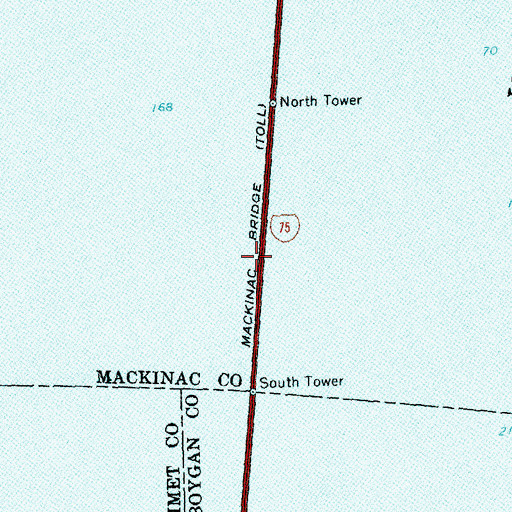 Topographic Map of Mackinac Bridge, MI