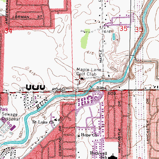 Topographic Map of Maple Lane Golf Club, MI