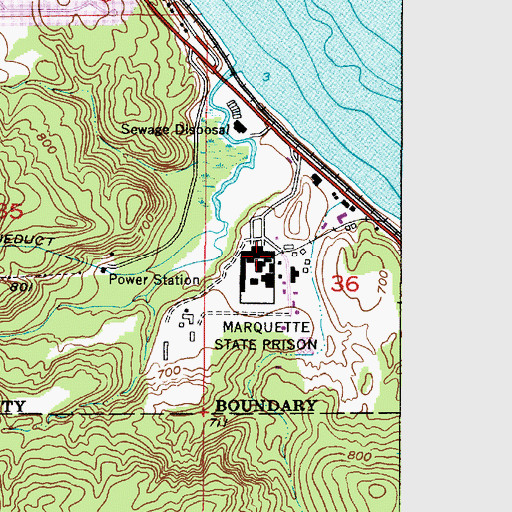 Topographic Map of Marquette Branch Prison, MI