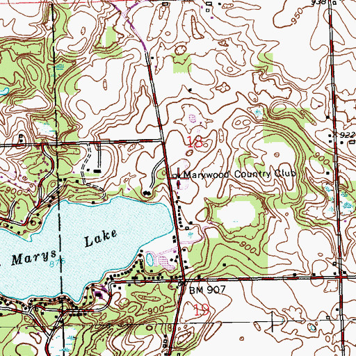 Topographic Map of Marywood Country Club, MI