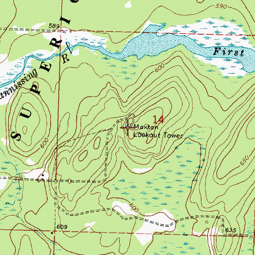Topographic Map of Maxton Lookout Tower, MI