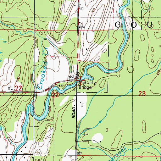 Topographic Map of McCarty Bridge, MI