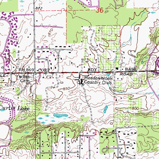 Topographic Map of Meadowbrook Country Club, MI