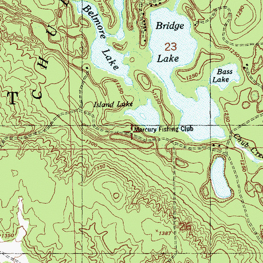 Topographic Map of Mercury Fishing Club, MI