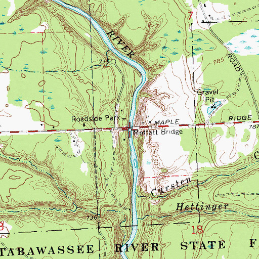 Topographic Map of Moffatt Bridge, MI