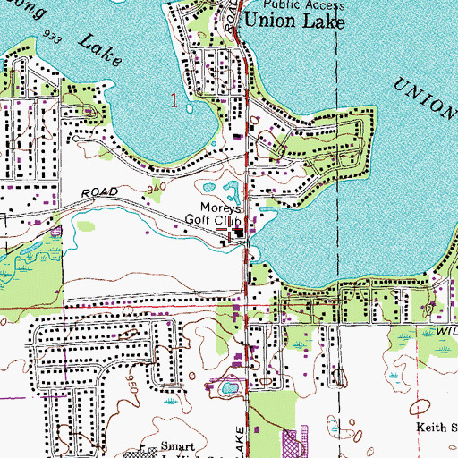 Topographic Map of Moreys Golf Club, MI