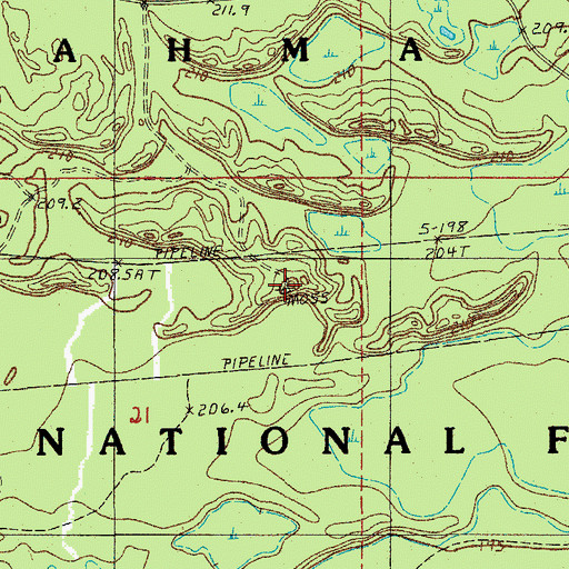 Topographic Map of Moss Lake Lookout Tower, MI